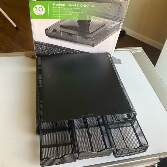 Mind Reader Monitor Stand, Ventilated Laptop Riser, Desktop Organizer, Storage - Picture 7 of 7